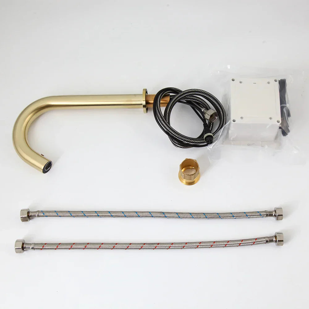 DecorBites™ Brushed Gold Touch Sensor Basin Faucet - Automatic Bathroom Sink Mixer Tap
