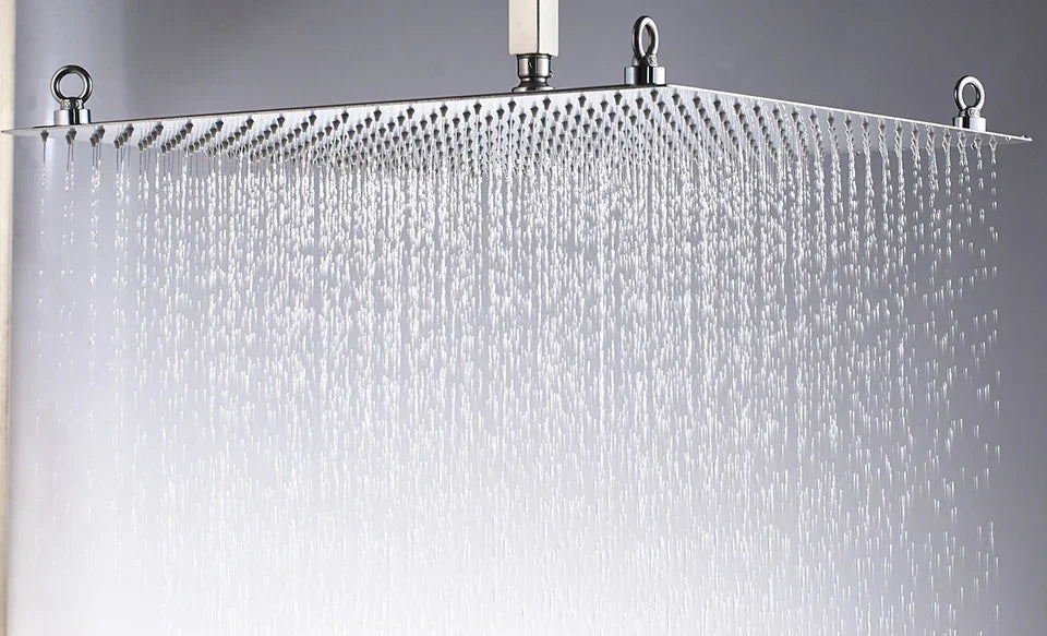 DecorBites™ 20 Inch Luxury Chrome Square Shower Head Stainless Steel Ultrathin Rainfall Head