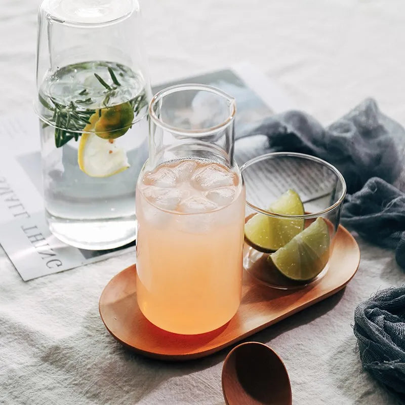 DecorBites™ Glass Drinkware Set - Strong Borosilicate Glass - Cold Drink Cup, Tumbler, Juice Milk Pot