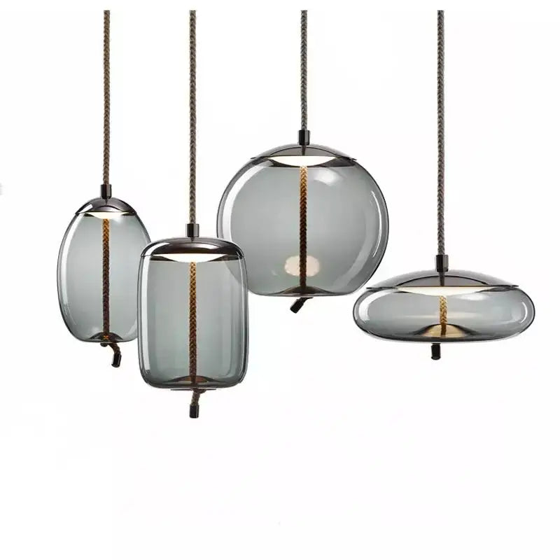 DecorBites™ Hemp Rope Knot Pendant Lights - Suspendu Glass Hanging Lamp