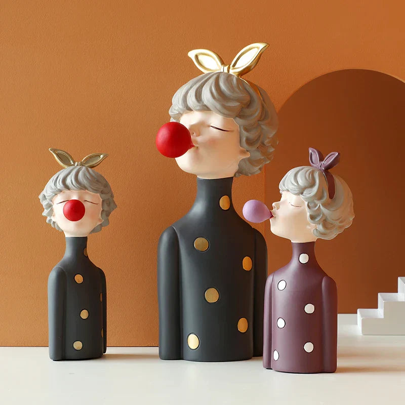 DecorBites™ Bubble Girl Resin Figurines: Modern Sweet Young Girl Decor for Home, Weddings, Birthdays
