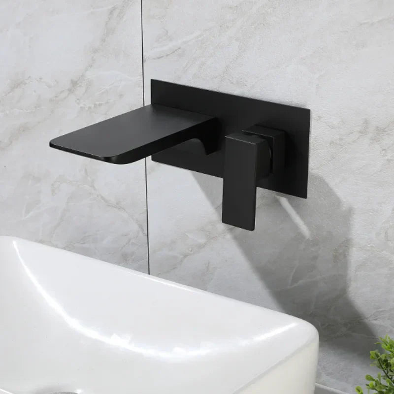 DecorBites™ Blanoir Solid Brass In-Wall Black and Brushed Gold Basin Faucet Mixer Tap