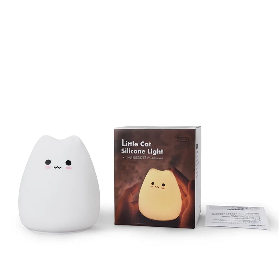 DecorBites™ Cat Silicone LED Night Light Touch Sensor 2 Modes Children Bedroom Lamp