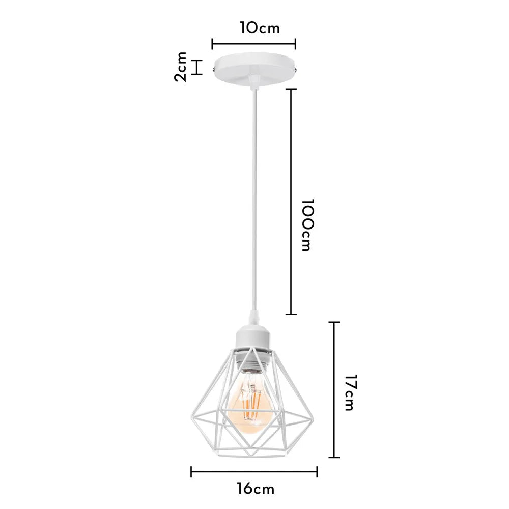 DecorBites™ Industrial Iron Cage Pyramid Pendant Lamp for Kitchen Bedroom Living Room