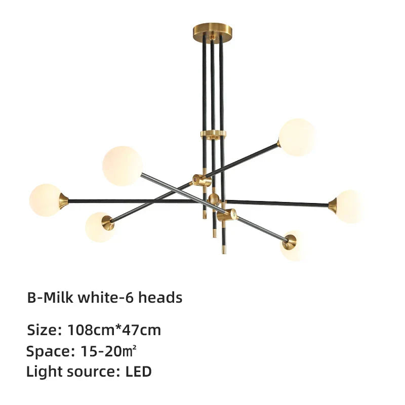 DecorBites™ Geometric Glass Ball Chandelier: Post-modern LED Pendant Lights for Stylish Decor
