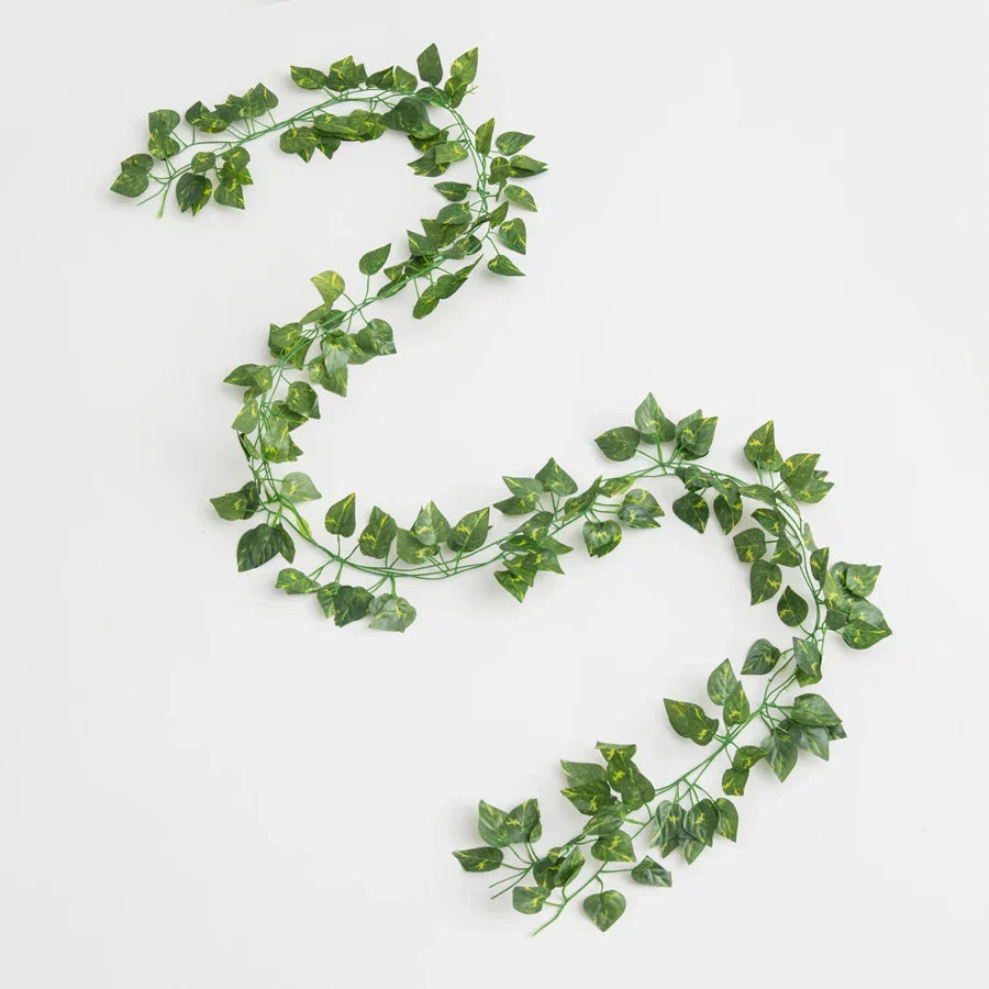 DecorBites™ Artificial Hanging Christmas Garland Green Silk Leaves for Home Wedding Garden