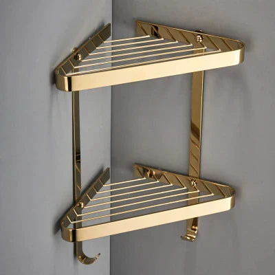 DecorBites™ Brass Bathroom Shower Rack Wall Mounted Shelf