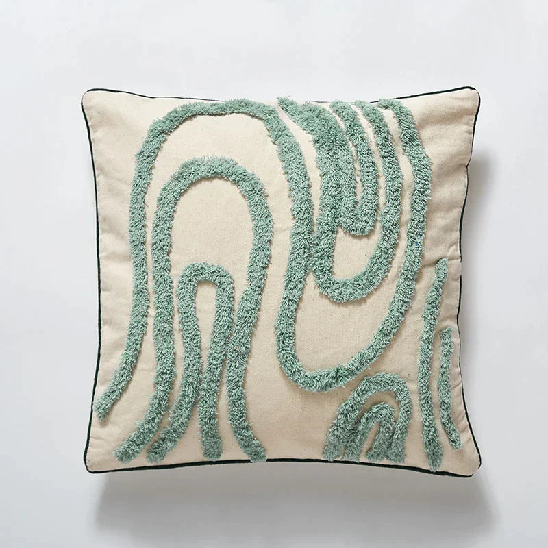 DecorBites™ Blue Tufted Geometric Boho Style Cushion Cover 45x45cm for Home Decor