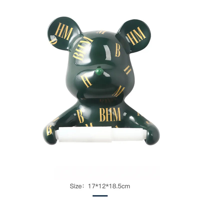 DecorBites™ Bear Resin Paper Towel Holder: Nordic Animal Hanging Tissue Box Rack for Modern Wall Decor
