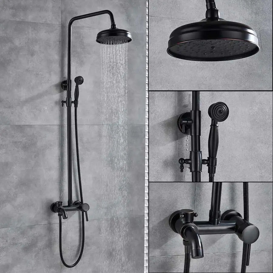 DecorBites™ Brass Rainfall Shower Faucet Single Handle Mixer Tap Wall Mount Bathroom Set