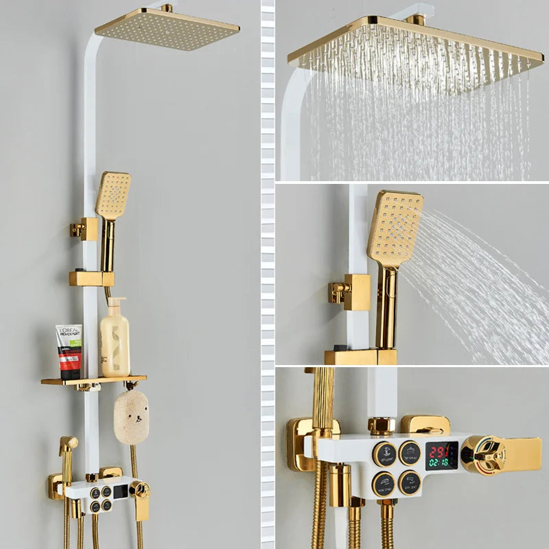 DecorBites™ Black Thermostatic Digital Shower Faucet Set 4-way Mixer Bidet Tap for Bathroom