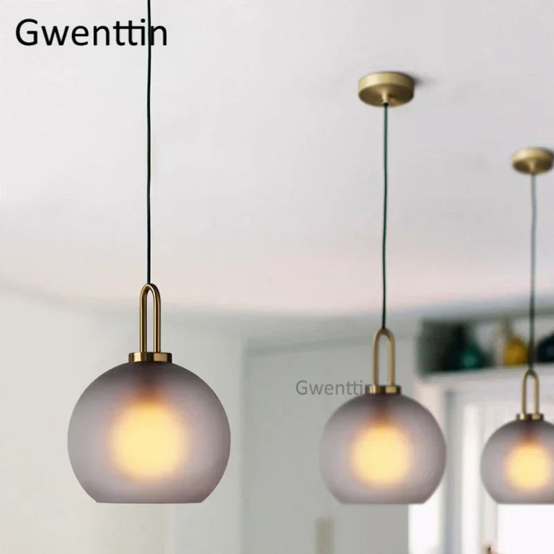 DecorBites™ Luxe Glass Ball Pendant Lights: LED Nordic Hanging Lamp for Home Art Decor