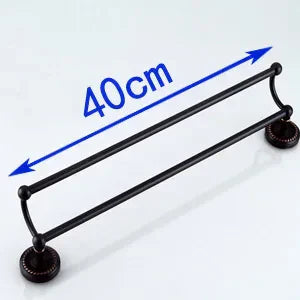 DecorBites™ Antique Black Brass Double Towel Bar 30-60cm - YT-12298-H