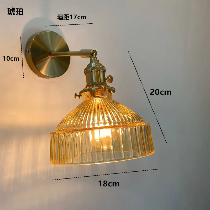 DecorBites™ Amber Glass LED Wall Light Fixtures On/Off Switch Nordic Modern Sconce