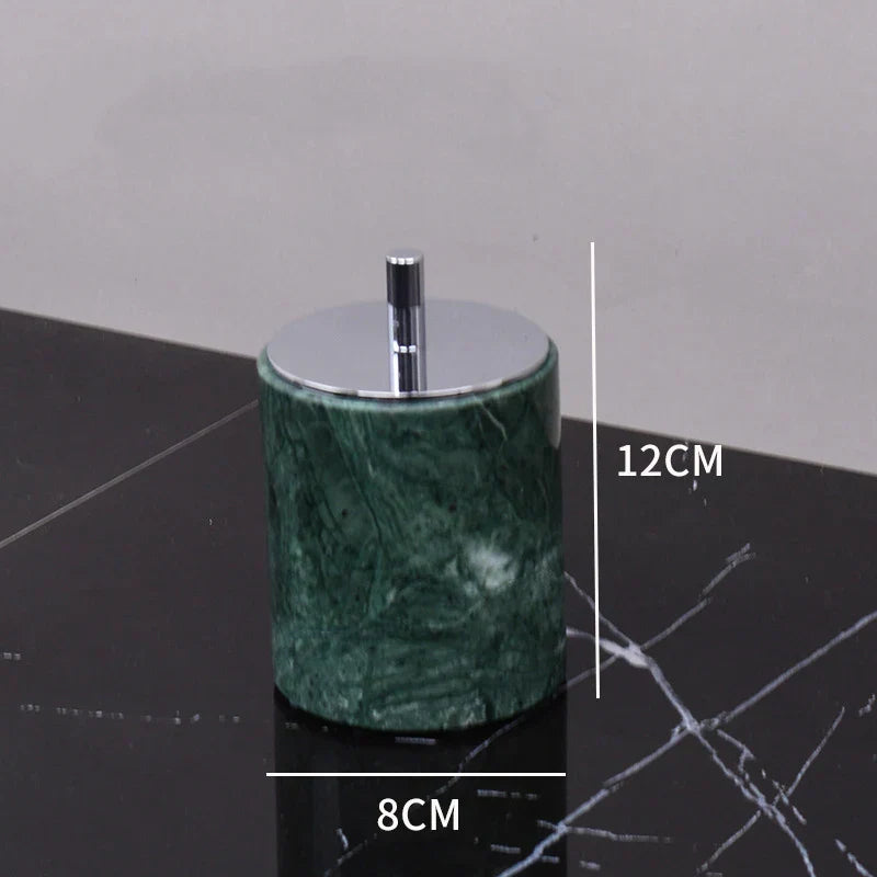 DecorBites™ Green Marble Bathroom Set: Dispenser, Dish, Holder, Tissue Box & Accessories