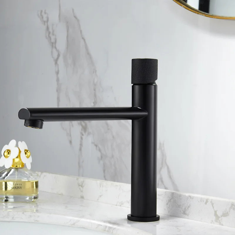 DecorBites™ Brushed Gold Brass Bathroom Basin Faucet - Deck Mounted Sink Tap