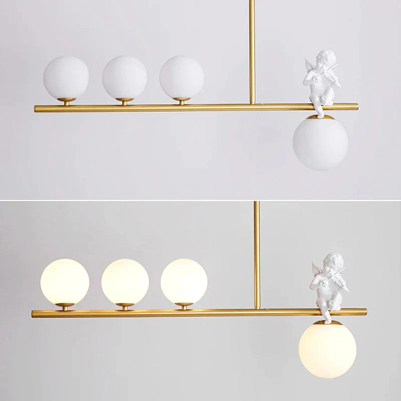DecorBites™ Glass Bubble Pendant Light with LED lamp - Angel Candle Holder Statues