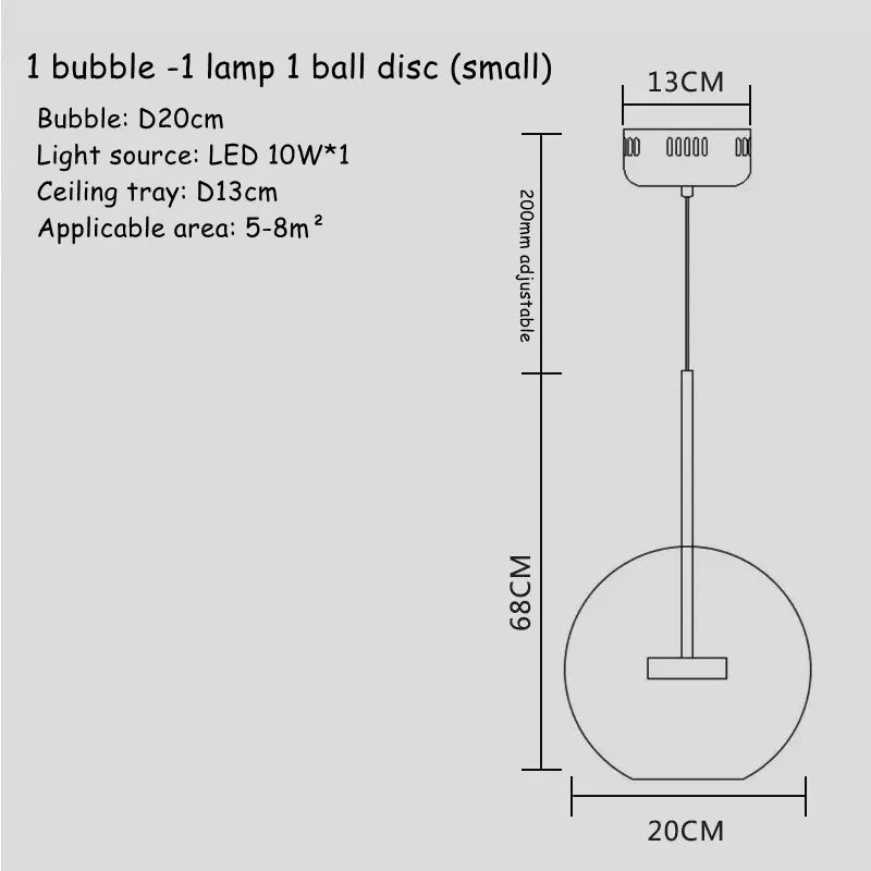DecorBites™ Bubble Glass LED Chandelier for Kids Room Kitchen Office Restaurant