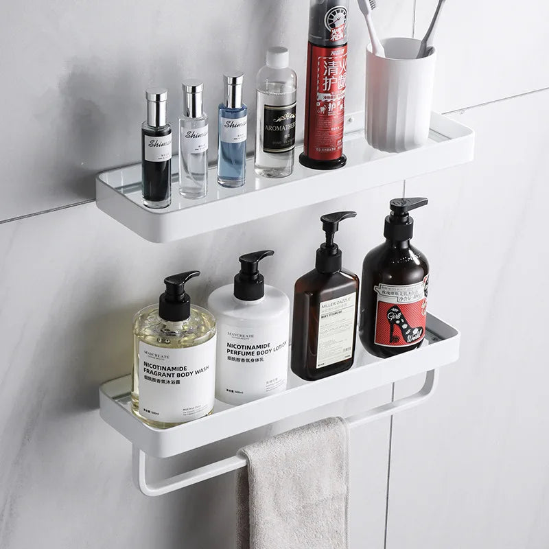 DecorBites™ Glass Corner Shelf with Bar for Bath and Kitchen Storage