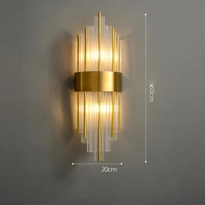 DecorBites™ Art Deco LED Stainless Steel Crystal Wall Sconce, Bedroom Corridor Golden Black Wall Light