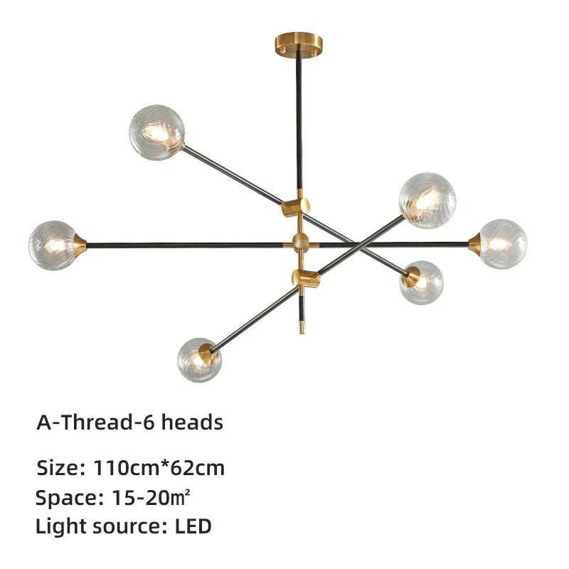 DecorBites™ Geometric Glass Ball Chandelier: Post-modern LED Pendant Lights for Stylish Decor