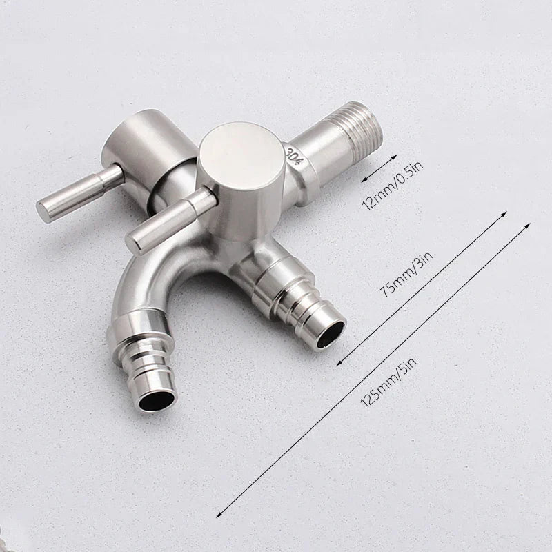 DecorBites™ Dual-Outlet Stainless Steel Faucet for Outdoor Garden Sink and Washing Machine