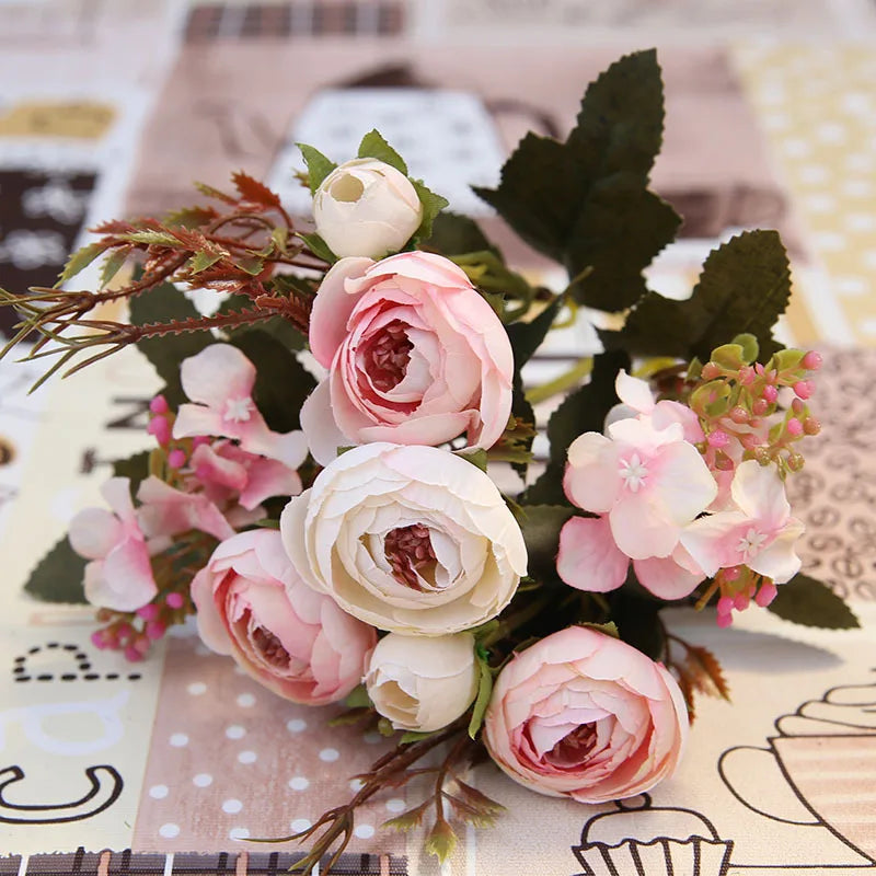 DecorBites™ Autumn Silk Tea Rose Gerbera Daisy for Wedding and Home Decor