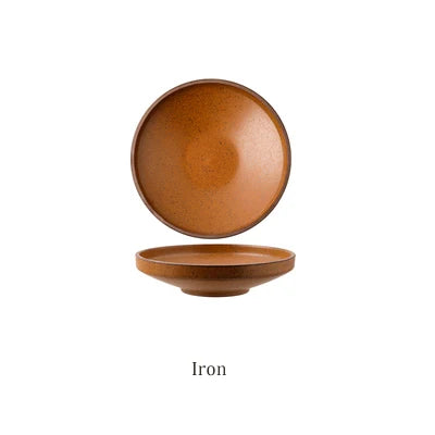 DecorBites™ Ceramic Round Plate Set - Retro Style High Footed Soup and Salad Bowls