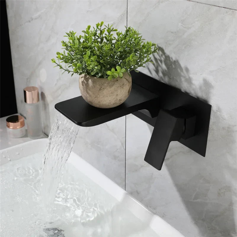 DecorBites™ Blanoir Solid Brass In-Wall Black and Brushed Gold Basin Faucet Mixer Tap