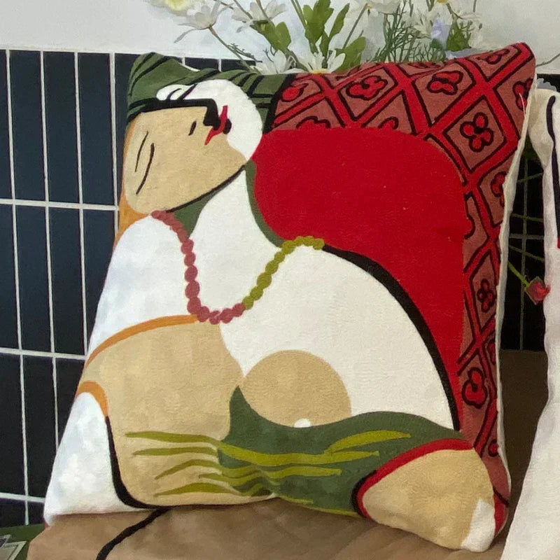 DecorBites™ Abstract Embroidery Pillowcase 45x45cm Picasso Decorative Throw Pillows Sofa & Car
