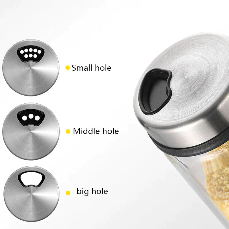 DecorBites™ Glass Seasoning Can Salt Sesame Pepper Spice Shaker with Rotary Lid