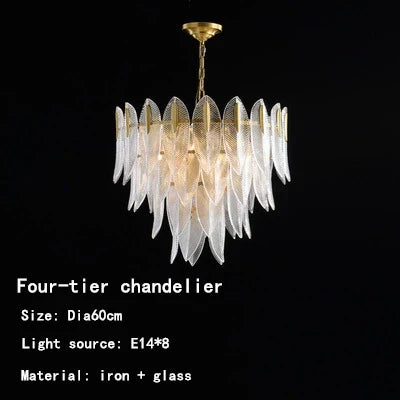 DecorBites™ Leaf Glass Pendant Chandelier - Nordic Style Light Luxury for Bedroom, Living Room