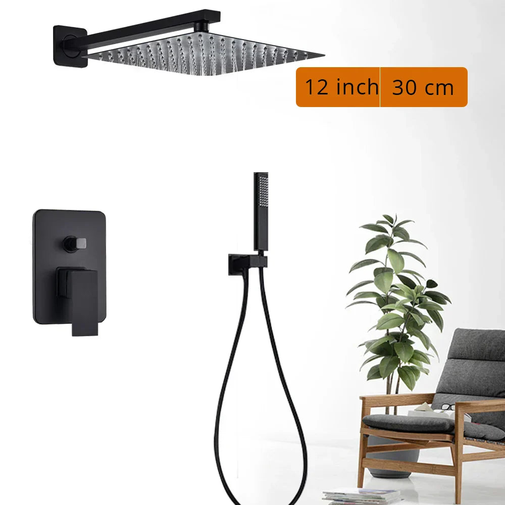 DecorBites™ Black Shower Set with Handshower and Rotate Bath Spout
