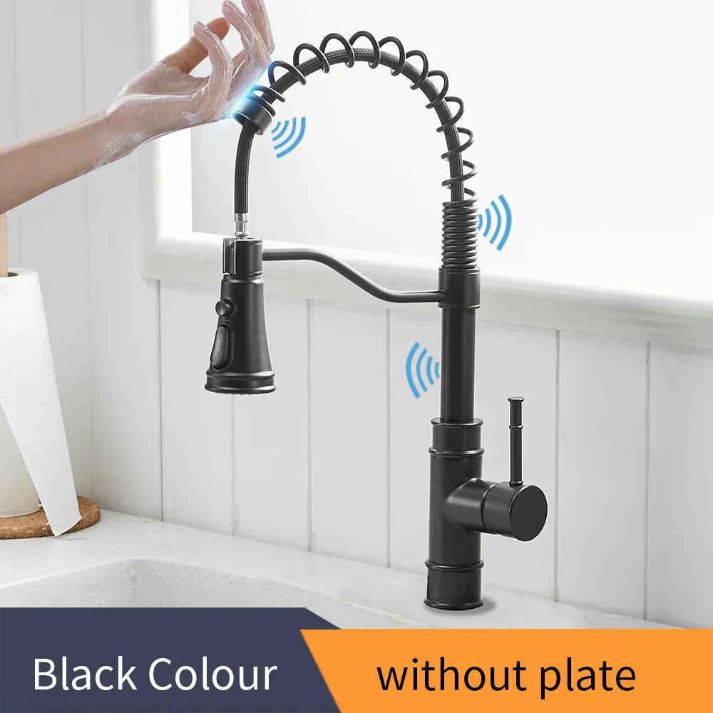 DecorBites™ Brushed Gold Smart Sensor Kitchen Faucet, Dual Outlet, Single Handle