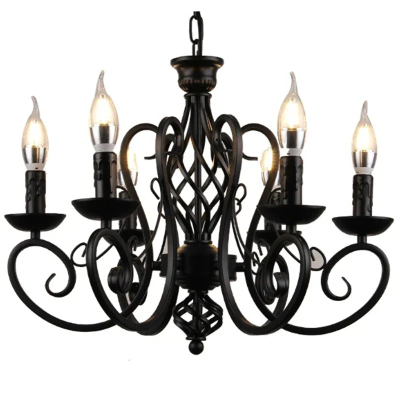 DecorBites™ Black Wrought Iron Loft Chandelier for Living Room, Bar, Restaurant - Retro Industrial Style