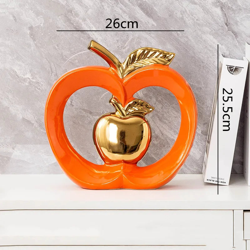 DecorBites™ Apple Hollow Golden Ceramic Art Crafts Candy Jar Storage Home Decor