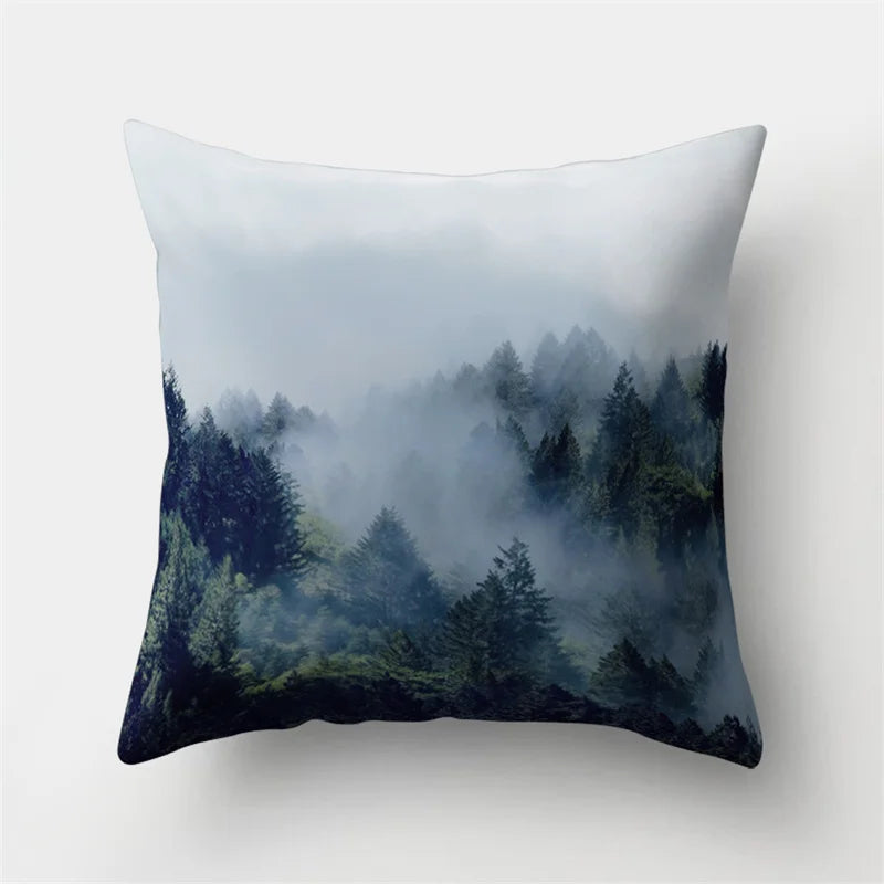 DecorBites™ Green Tropical Leaves Forest Pillowcase - Natural Mountain Ocean Wave Decor
