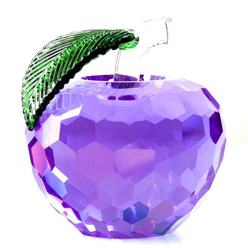 DecorBites™ 3D Crystal Yellow Apple Glass Paperweight Figurine Ornaments - Office Desktop Decoration