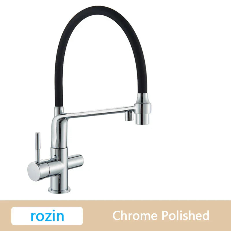 DecorBites™ Brushed Gold Swivel Kitchen Faucet with Purification Function