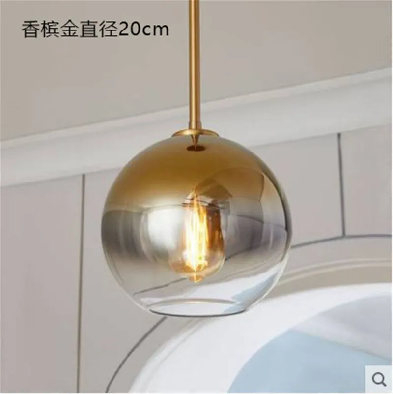 DecorBites™ Glass Ball LED Pendant Light: Modern Silver Gold Nordic Kitchen Decor