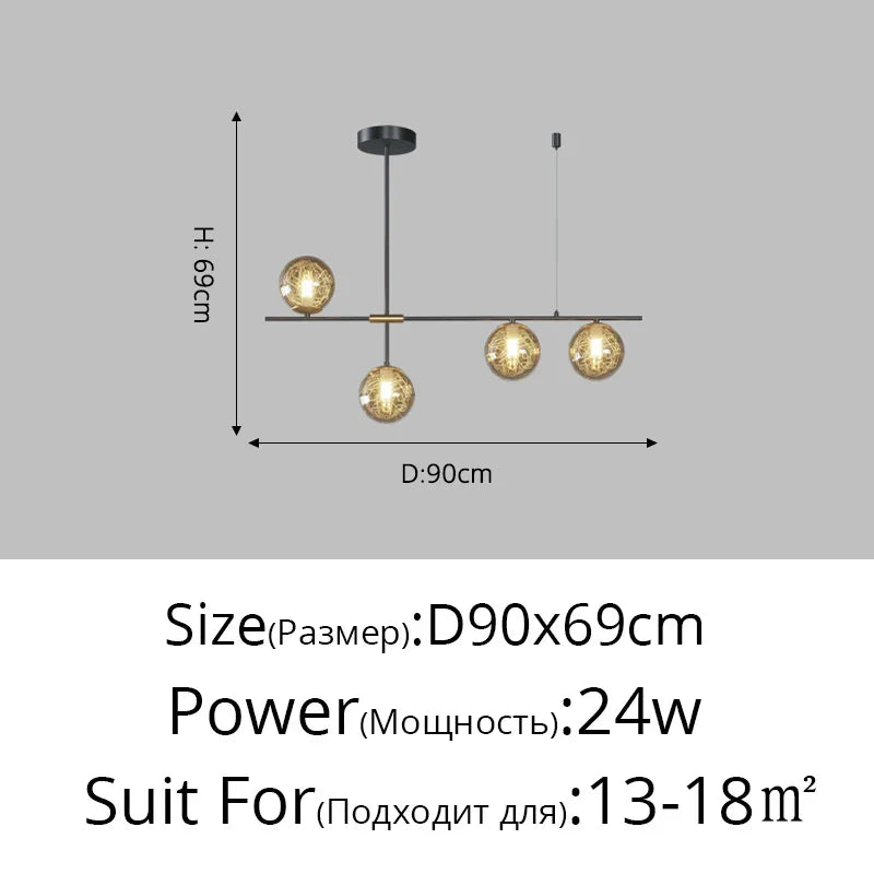 DecorBites™ Glass Ball Chandelier Ceiling Lights for Home Decor - Modern LED Pendant Lamp