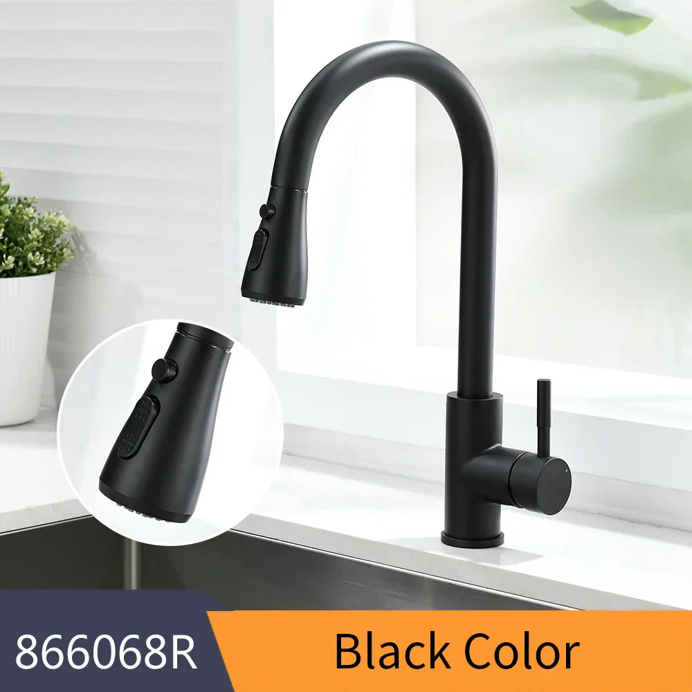 DecorBites™ Brushed Nickel Pull Out Kitchen Faucet with Stream Sprayer Head