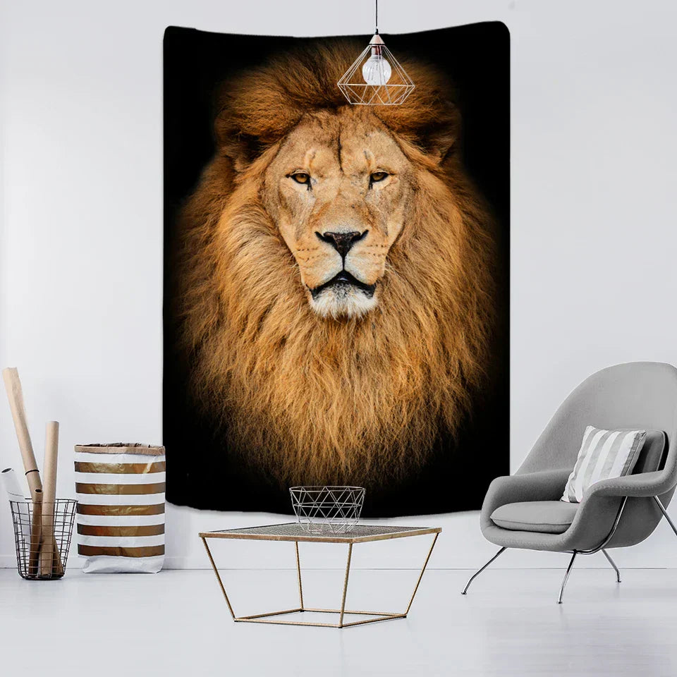 DecorBites™ Lion World Tapestry Hanging Cloth Home Decor Fabric Art Wall Hanging