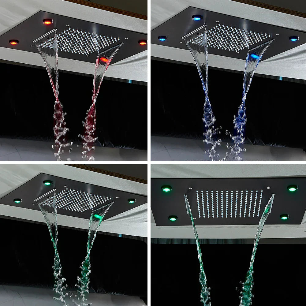DecorBites™ LED Rainfall Shower Head Ceiling Mount Large Size for Bathroom Shower