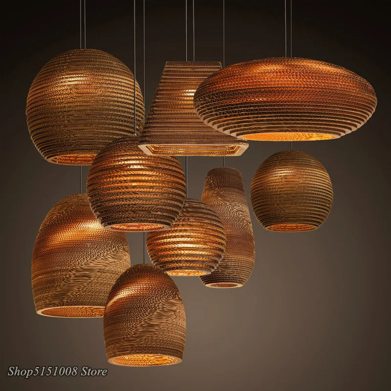 DecorBites™ Chinese Paper Honeycomb Pendant Lights Cardboard Personalized Home Decor Luminaire