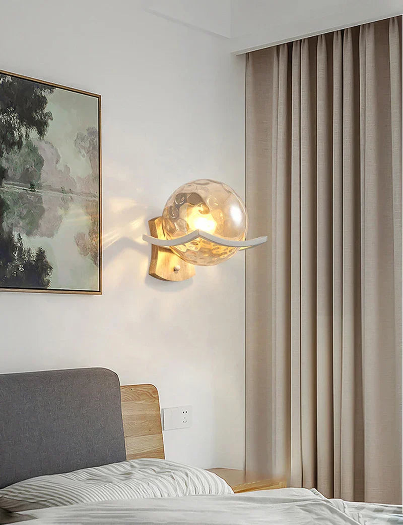 DecorBites™ Japanese Moon Wood Wall Lamp - Minimalist Design - LED Sconce Lights