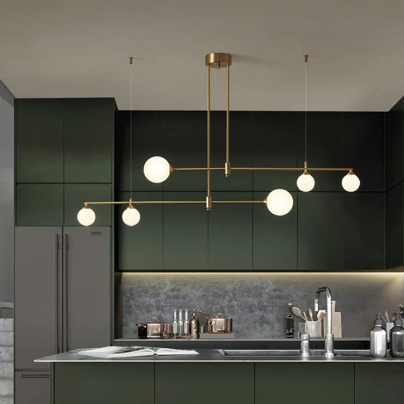 DecorBites™ Gold Copper Glass Ball Chandelier Pendant for Dining Room & Kitchen
