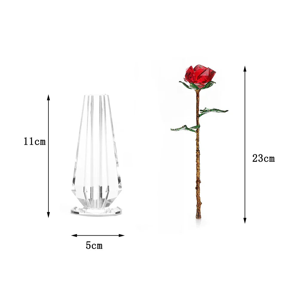 DecorBites™ Crystal Rose Figurine: Elegant Glass Rose Ornament for Home Decor, Gifts