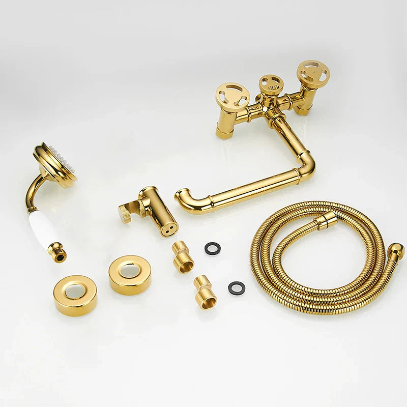 DecorBites™ Gold Bathtub Shower Set with Dual Control Wall Mount