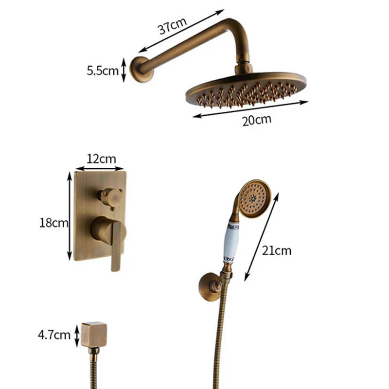 DecorBites™ Black Antique Wall-Mounted Bathroom Rain Shower System
